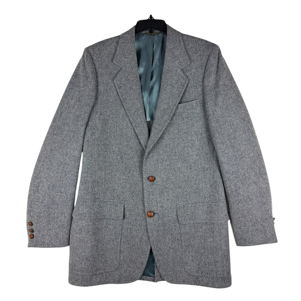 Vintage Palm Beach Man in Wool Blazer 100% Wool Gray USA Union Made Tall